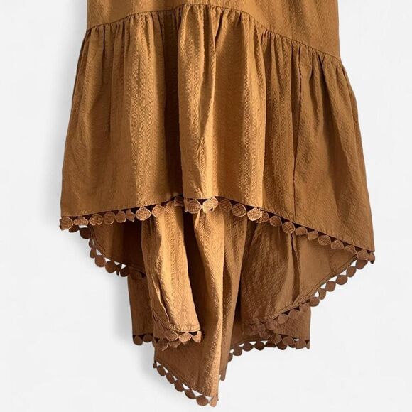 Maeve Anthro Golden Hour Strapless Tiered Midi Dress  Boho Cottagecore Ruffle S - Picture 6 of 8